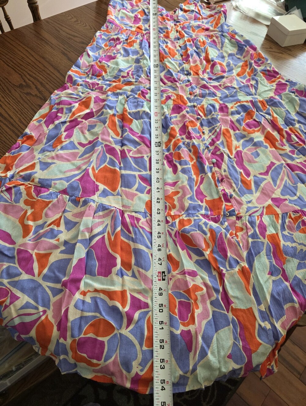 FRNCH Amande Floral Button Front Tiered Maxi Dress Small Lightweight Viscose - Picture 11 of 14